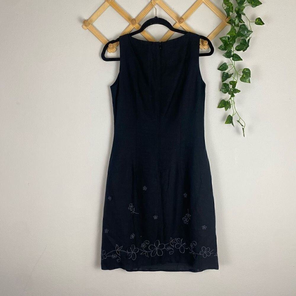 VINTAGE YL Shift Embroidered Dress Black Size 6 GUC T629 - Picture 6 of 6
